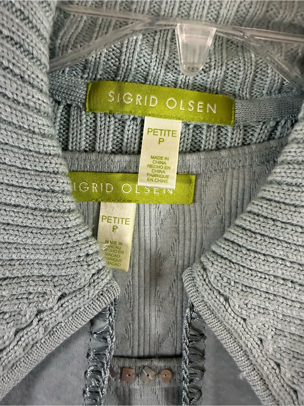 Sigrid Olsen Women’s Petite 2-Piece Set: Suede Knit Zip Jacket & Sequined top